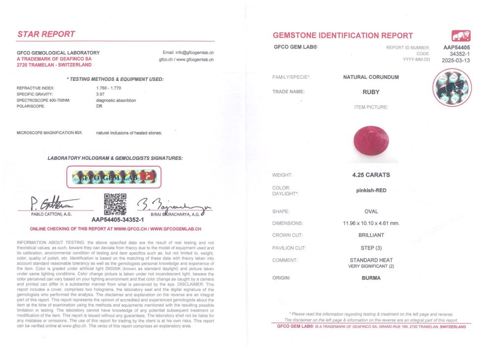 4.25ct Burma Ruby Emerald Sapphire Diamond Peacock Brooch