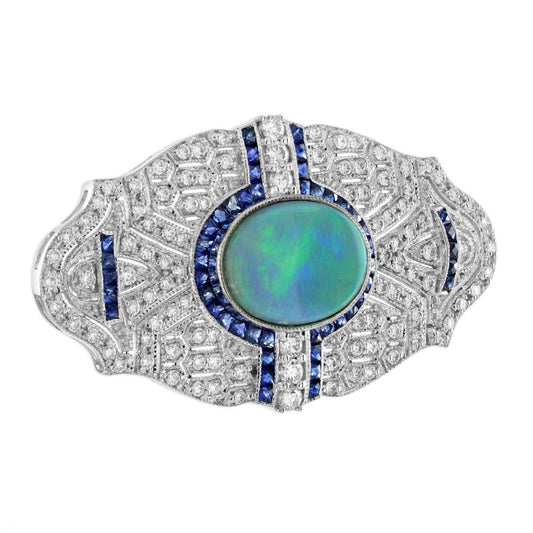 1.80ct Black Opal Sapphire and Diamond Brooch