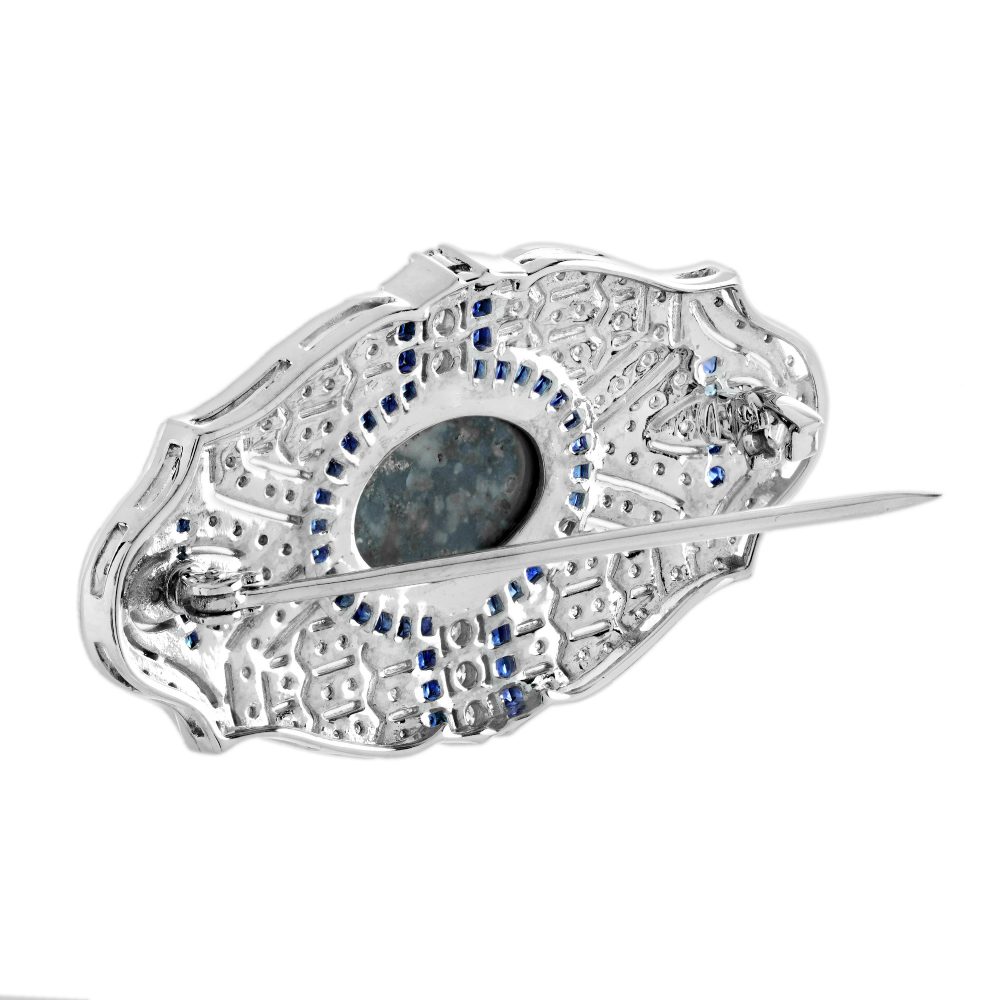 1.80ct Black Opal Sapphire and Diamond Brooch