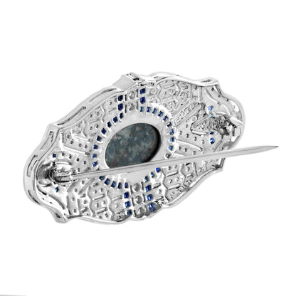 1.80ct Black Opal Sapphire and Diamond Brooch