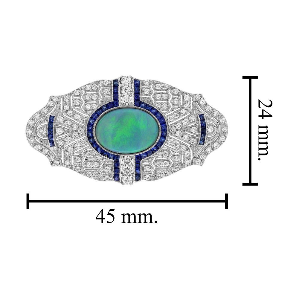 1.80ct Black Opal Sapphire and Diamond Brooch