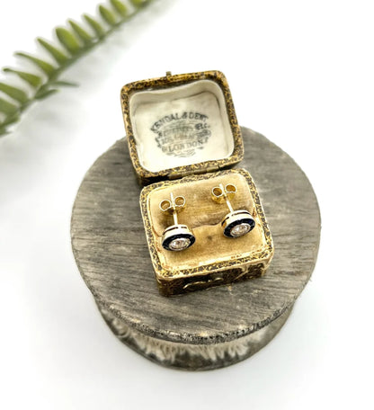 Art Deco Diamond and Sapphire Target Cluster Stud Earrings