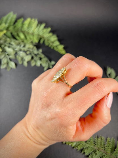 Victorian 18 Carat Yellow Gold Diamond Navette/Marquise Ring, Circa 1880