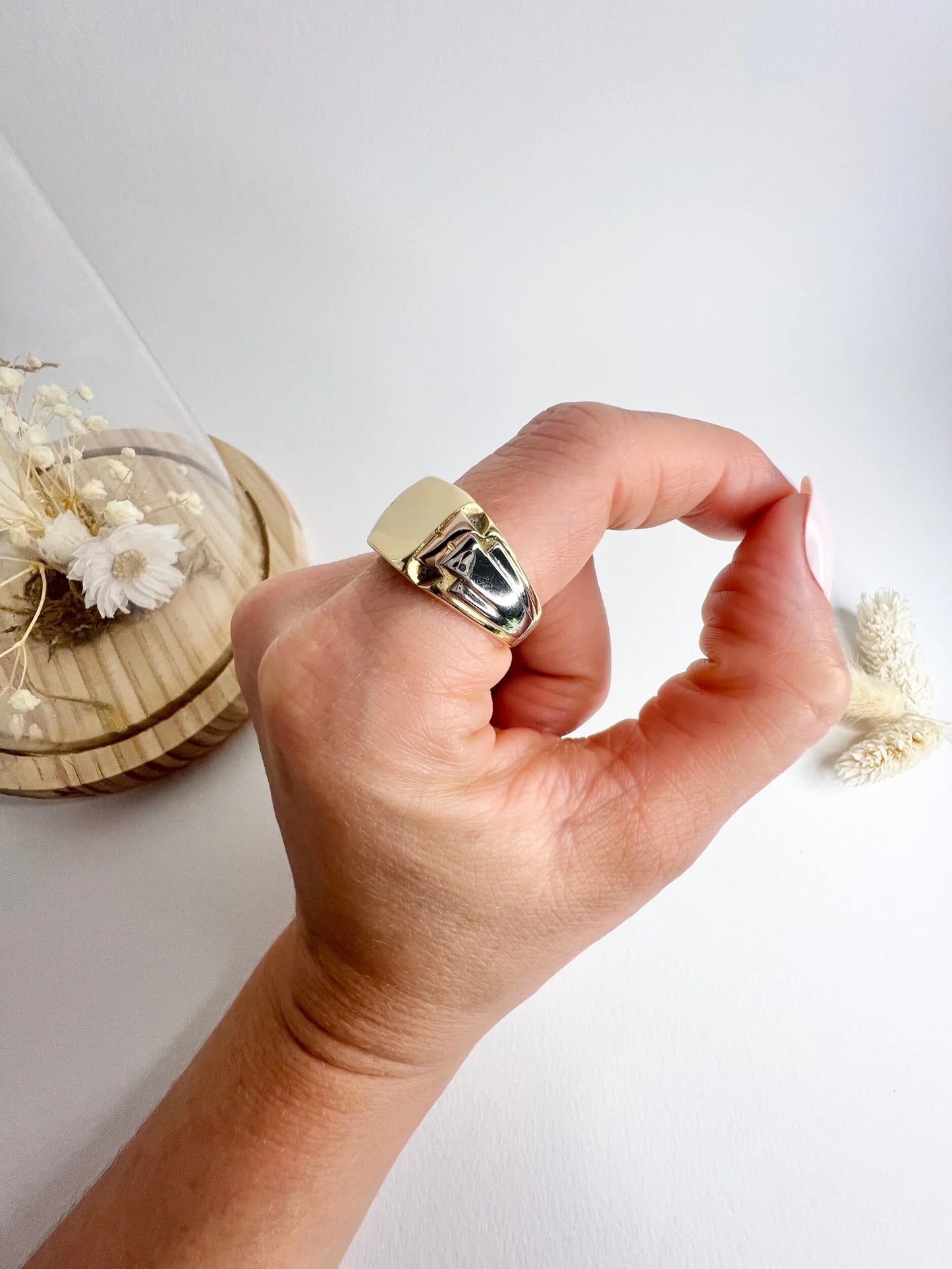 Art Deco 18 Carat Yellow Gold and Platinum Signet Ring, Circa 1920