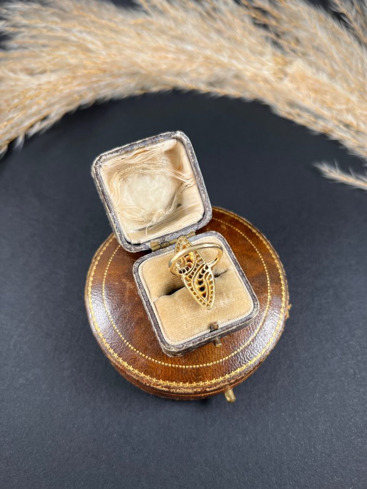 Vintage Ruby Sapphire Diamond Double Head Snake Navette Cluster Ring