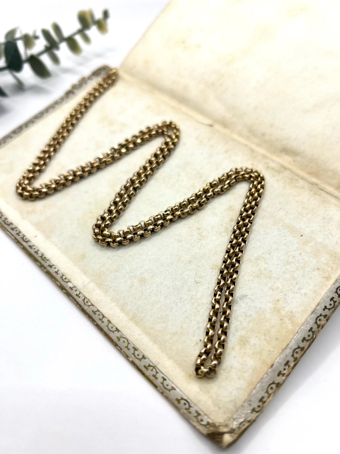 Antique 9 ct Yellow Gold Belcher Chain - Edwardian Faceted Link Necklace