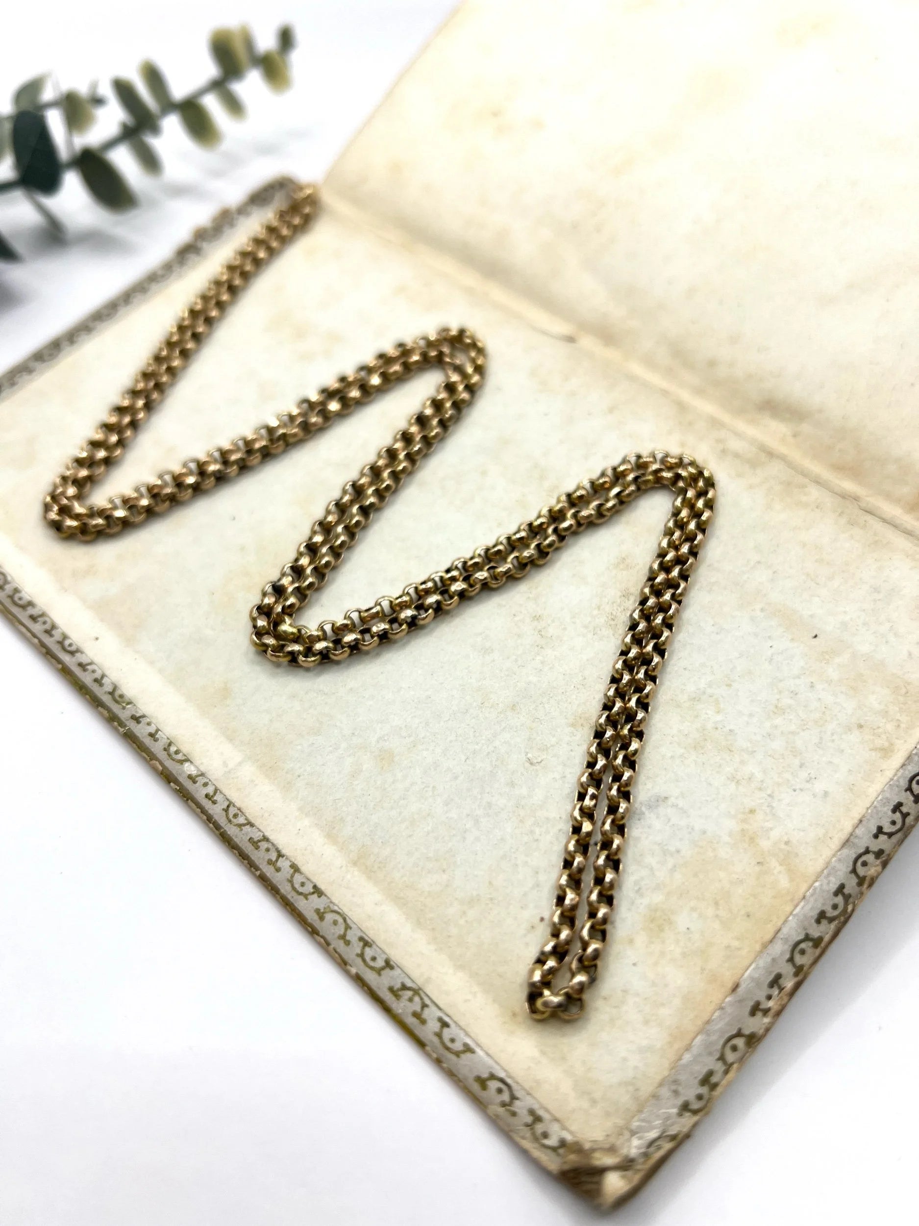 Antique 9 ct Yellow Gold Belcher Chain - Edwardian Faceted Link Necklace