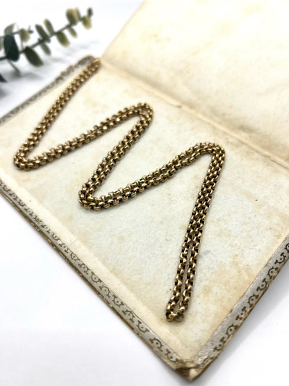 Antique 9 ct Yellow Gold Belcher Chain - Edwardian Faceted Link Necklace