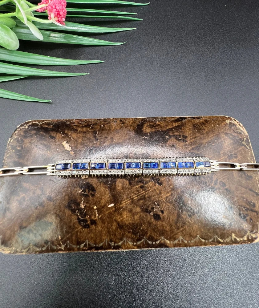 Edwardian Antique Sapphire and Rose Cut Diamond Bracelet