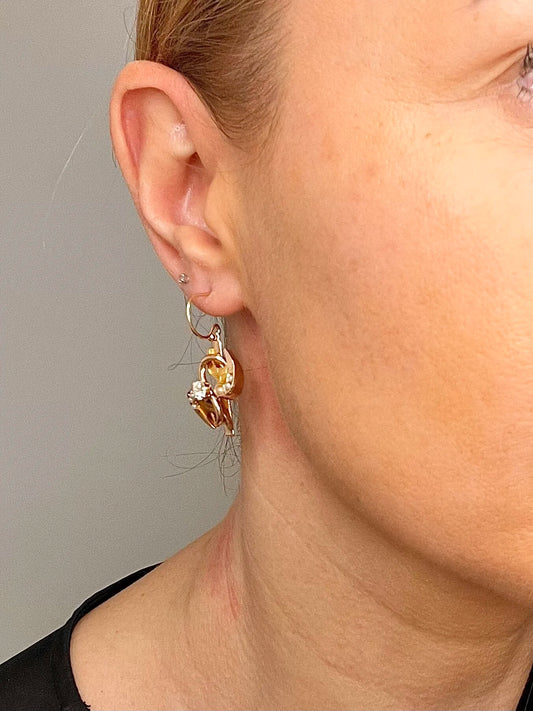 Victorian 12 Carat Gold Diamond and Pearl Drop Earrings, Circa 1880