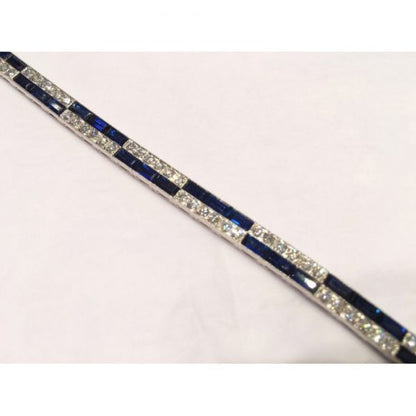 CALDWELL ART DECO DIAMOND AND SAPPHIRE PLATINUM BRACELET, CIRCA 1935