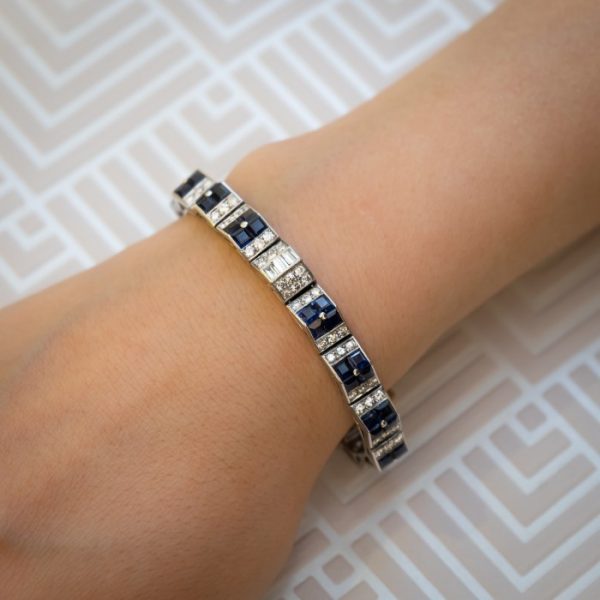 CARTIER SAPPHIRE and DIAMOND ART DECO BRACELET, CIRCA 1935