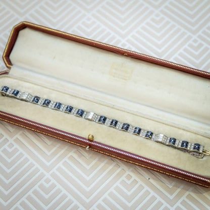 CARTIER SAPPHIRE & DIAMOND ART DECO BRACELET, CIRCA 1935
