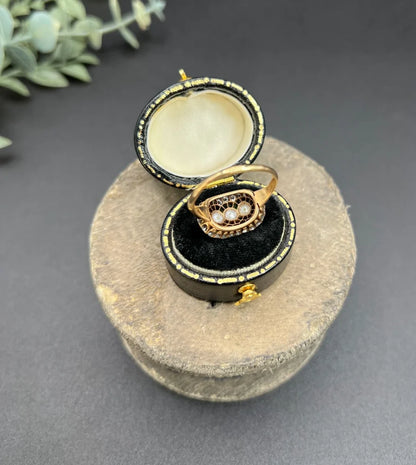 Antique Trilogy Cluster Ring In 18 Carat Yellow Gold With Gemstones