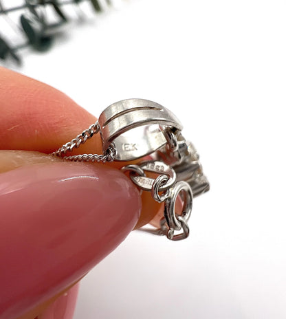 Vintage 18 Carat White Gold, 1980's 1.20 Carat Diamond Swirl Pendant Necklace