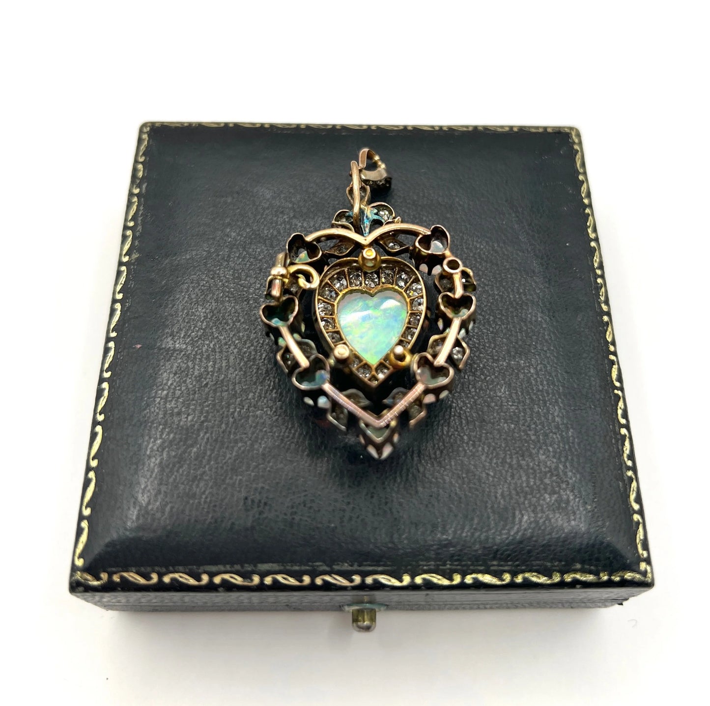 Early Victorian Antique Large Diamond Heart Cluster Pendant, Circa 1870