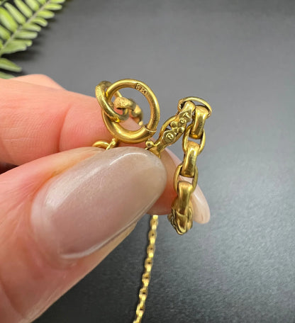 Antique 9 ct Yellow Gold Edwardian Faceted Oval Belcher Link Chain With Bolt Ring Clasp