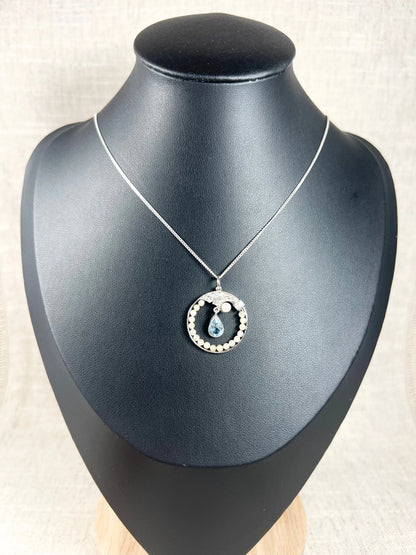 Antique 14 Carat Gold And Platinum 1920's Aquamarine, Pearl, And Diamond Pendant