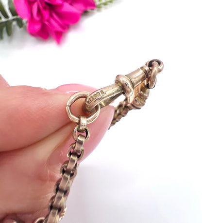 Antique 9 ct Gold, Victorian Belcher Link Heart And T-bar Albertina Bracelet