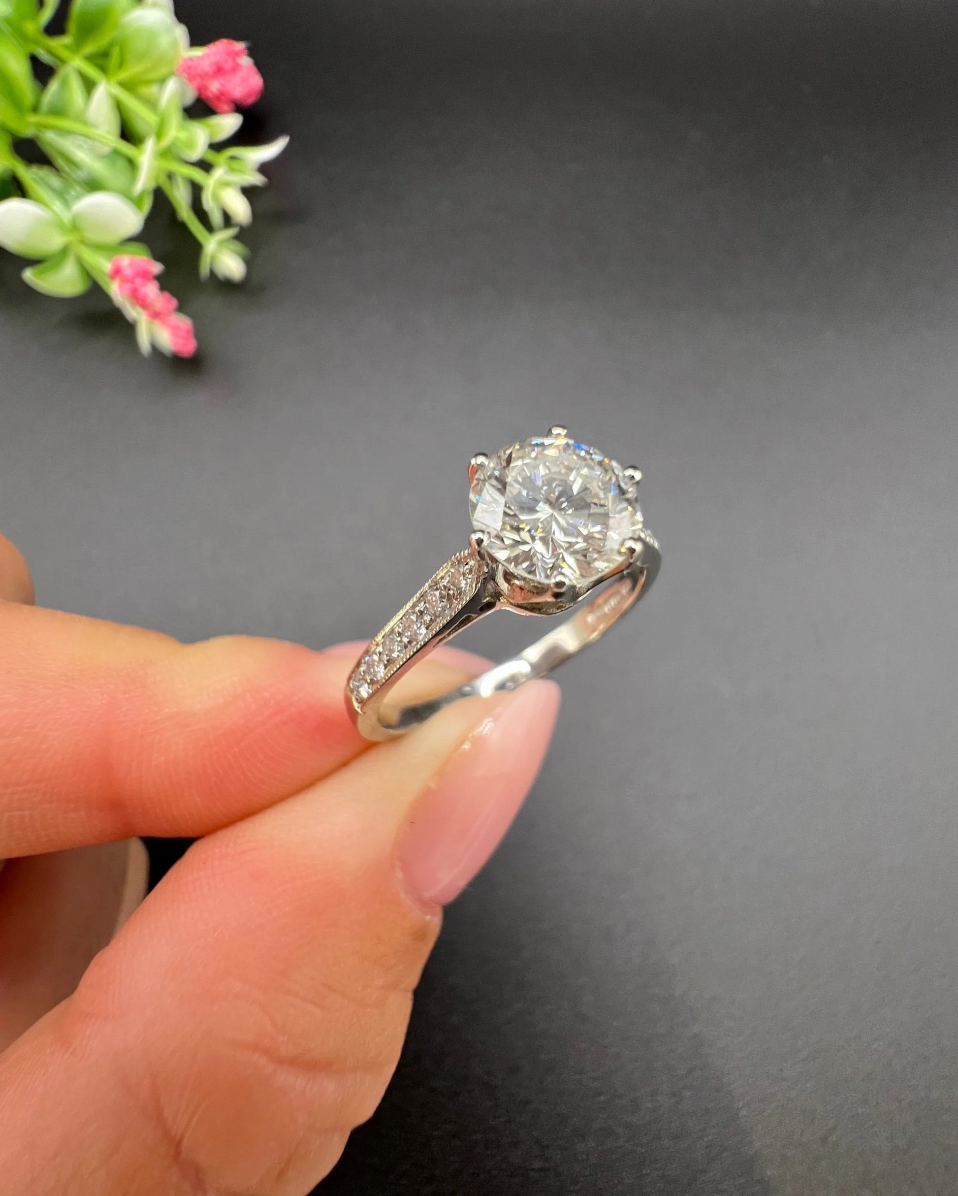 Antique 1.38 Carat Diamond Single Stone Set in New Platinum Mount