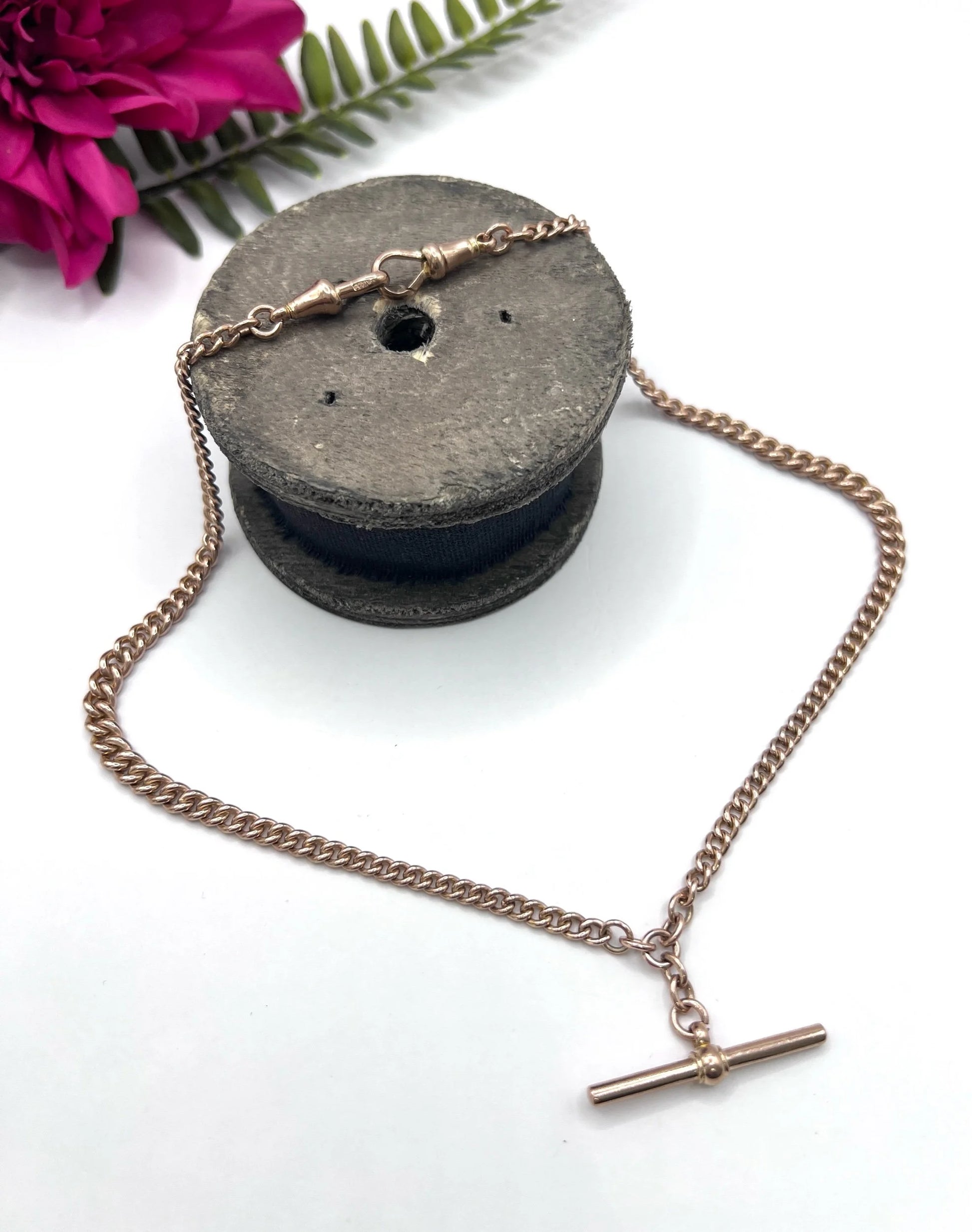 Antique 9 ct Gold Albert Chain: Edwardian Double-Graduated Watch Chain Necklace
