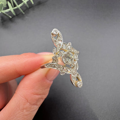 Antique Belle Epoque Edwardian Diamond Ring, Circa 1900