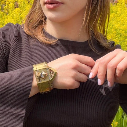 Antique 21KT Gold Novelty Castle Watch Bangle