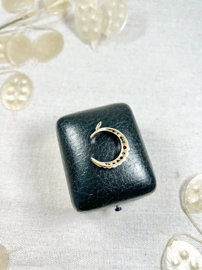 Victorian 9 Carat Gold, Silver, Sapphire and Diamond Crescent Moon Pendant