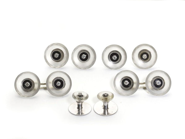 Antique Art Deco Rock Crystal Cufflinks Dress set, 1930's