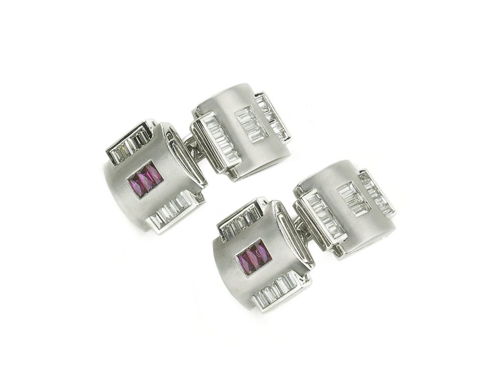 Art Deco Ruby and Diamond Cufflinks