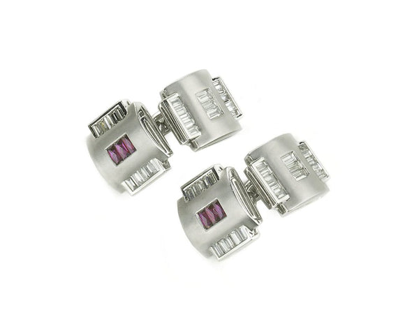 Art Deco Ruby and Diamond Cufflinks