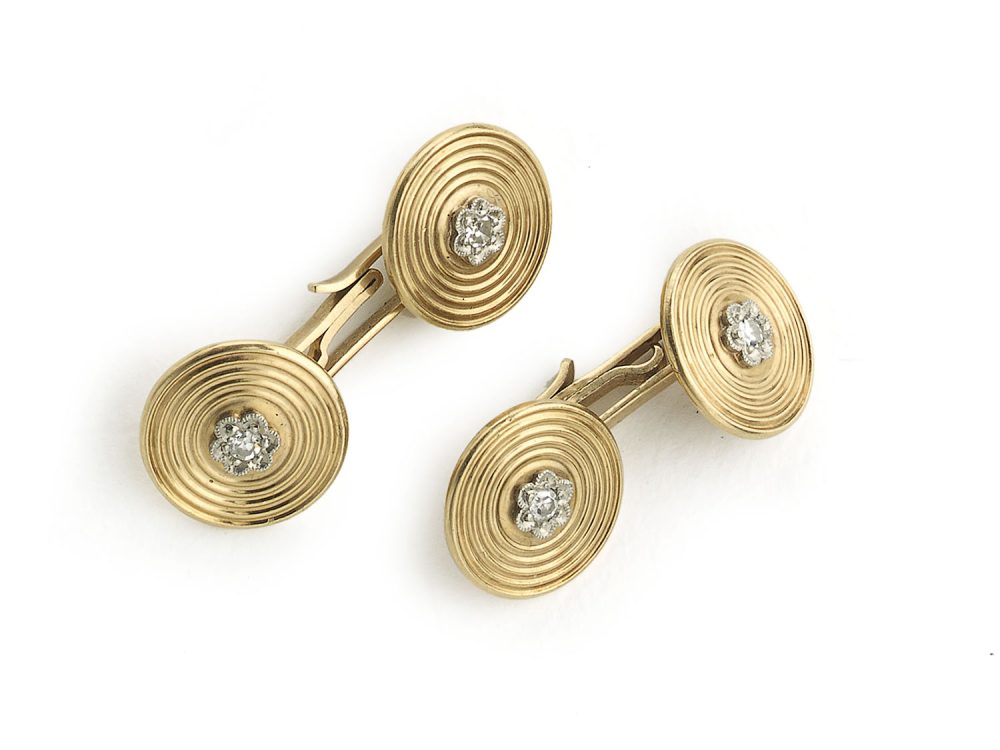 Vintage 1950s Gold and Diamond Cufflinks