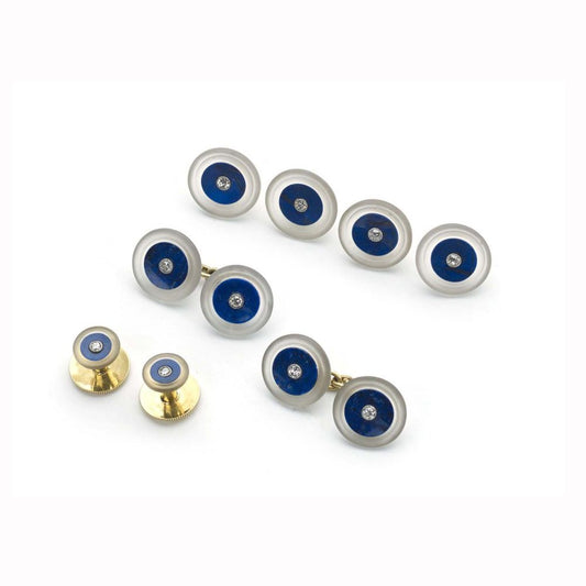 Antique Art Deco Lapis, Rock Crystal and Diamond Dress Set