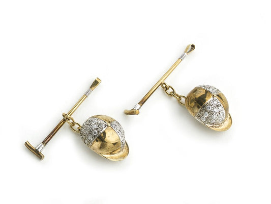Vintage Gold and Cubic Zirconia Jockey Cufflinks