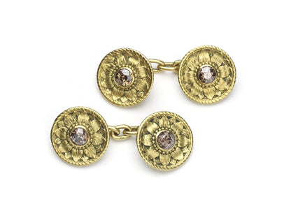Desbazeille Art Nouveau Gold and Diamond Cufflinks