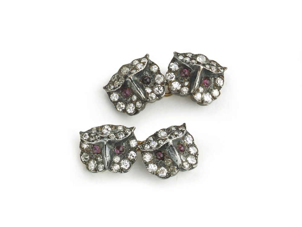 Vintage Diamond Set Owl Cufflinks