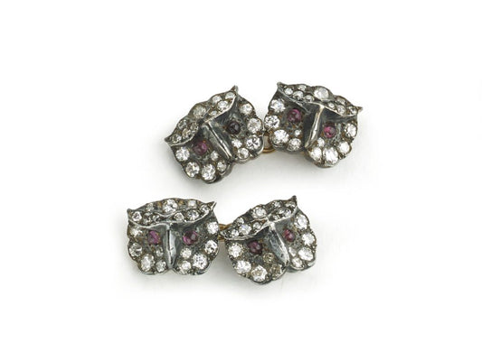 Vintage Diamond Set Owl Cufflinks