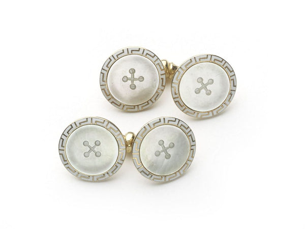 Antique Art Deco Mother-of-Pearl & Enamel Cufflinks