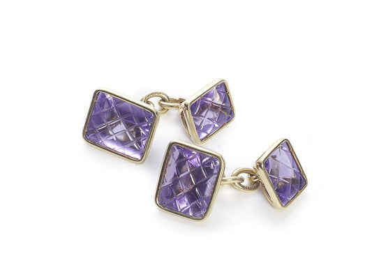 Antique Art Deco Amethyst Gold Cufflinks