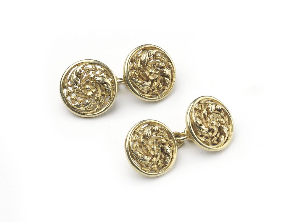 Antique Art Nouveau Wiese French Gold Cufflinks
