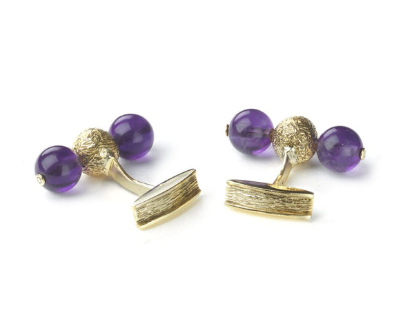 Vintage Alan Martin Gard Amethyst & Gold Cufflinks