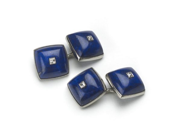 Vintage Lapis Lazuli & Diamond Cufflinks
