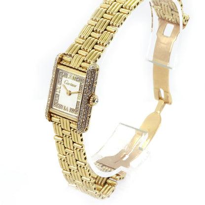 Cartier Tank Ladies 18ct Yellow Gold Factory Original Diamond Dial and Bezel, with Box