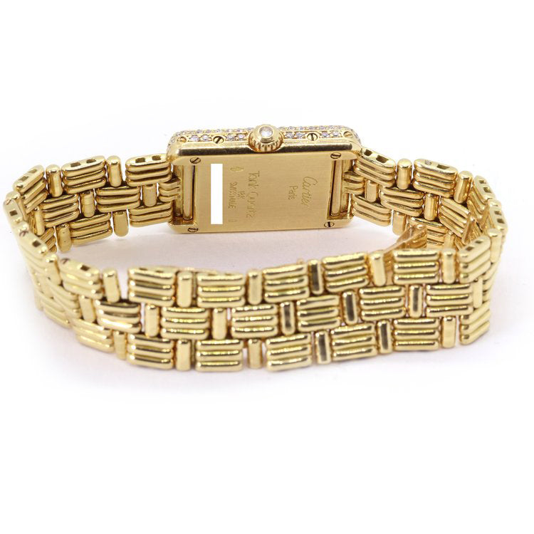 Cartier Tank Ladies 18ct Gold Factory Diamond Dial and Bezel