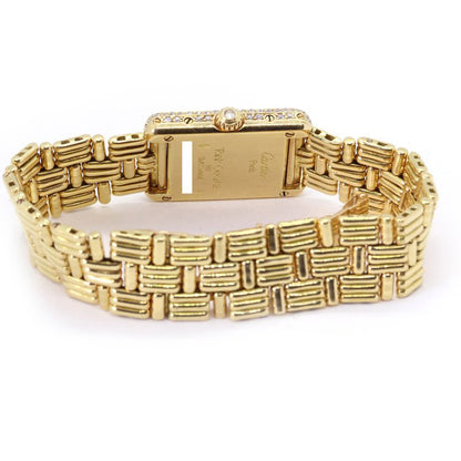 Cartier Tank Ladies 18ct Gold Factory Diamond Dial and Bezel