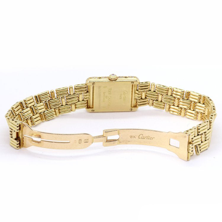 Cartier Tank Ladies 18ct Gold Factory Diamond Dial and Bezel