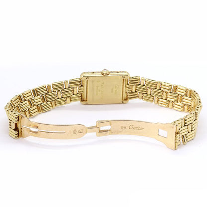 Cartier Tank Ladies 18ct Gold Factory Diamond Dial and Bezel