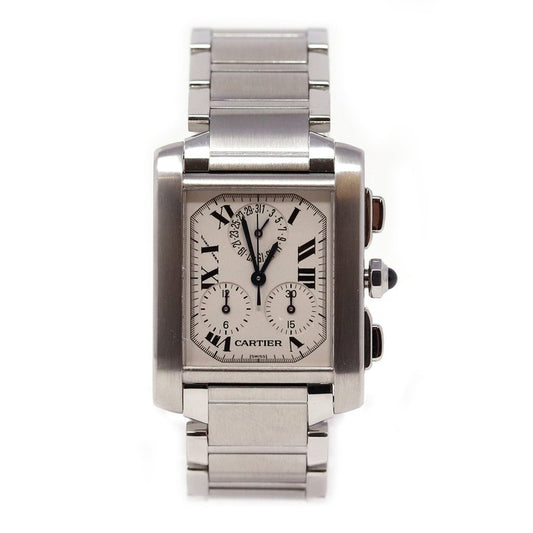 Cartier Tank Francaise Steel 2303 Chronograph Chronoflex, large model