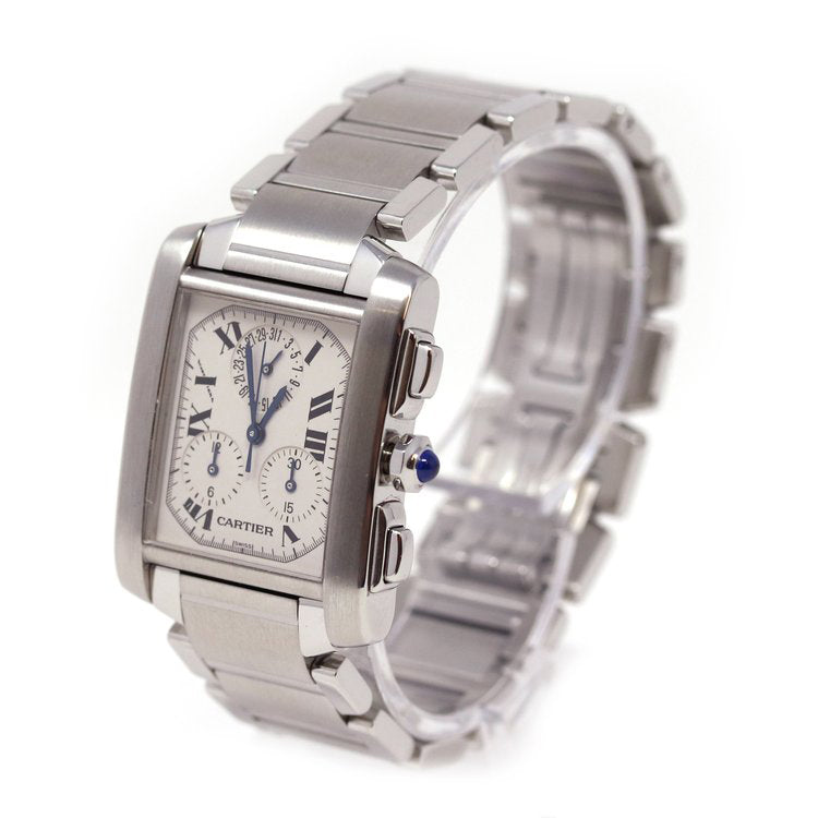 Cartier Tank Francaise Stainless Steel 2303 Chronograph Chronoflex Watch