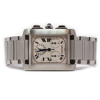 Cartier Tank Francaise Stainless Steel 2303 Chronograph Chronoflex Watch